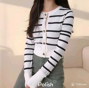 New With Tag Korean Striped Knit Cardigan