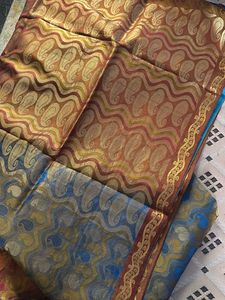 Blue Gold Art Silk Saree