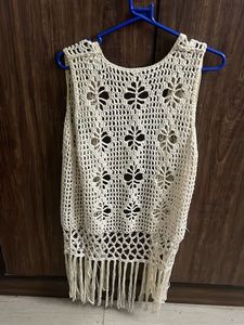 Boho Crochet Fringe Vest