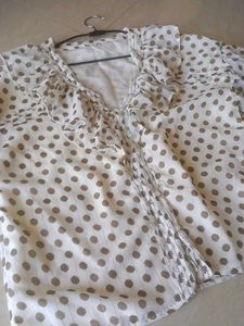 Polka Dot Ruffle Top