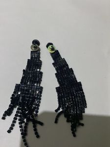 Black Rhinestone Dangle Earrings