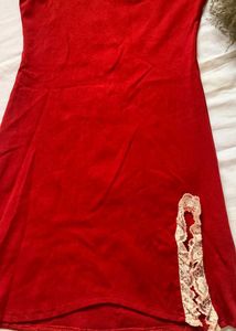 Red Lace Trim Dress