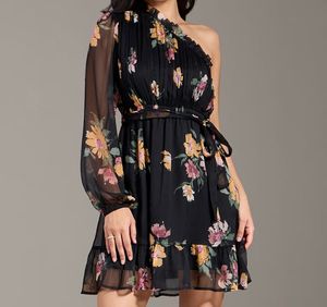 Floral One-Shoulder Mini Dress