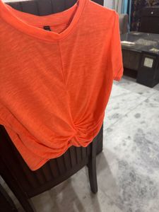 Front Wrap Detail Top Beautiful Coral Color