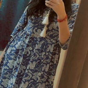 blue floral printed kurta