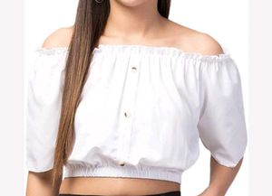 White Off-Shoulder Crop Top