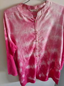 Pink Tie-Dye Button-Down Top