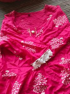 Pink Floral Print Peplum Top