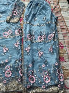 Blue Embroidered Indian Suit