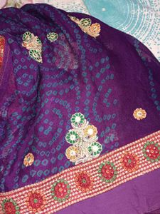 Purple Bandhani Saree