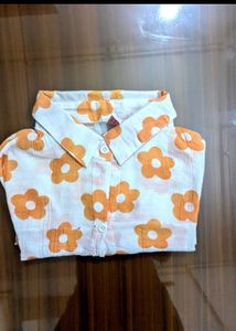 Orange Floral Button-Down