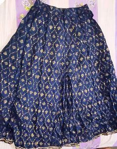 Royal Blue &amp; Gold Ethnic Flared Skirt