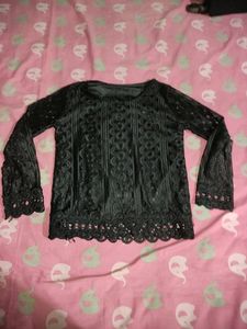 Women Black Top With Lace Work