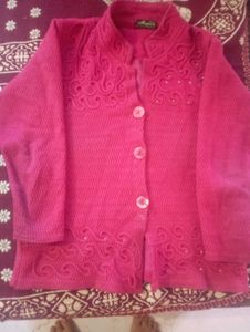 Stylish Pink Knit Cardigan