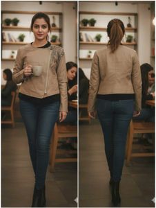 Unique Tan Moto Jacket