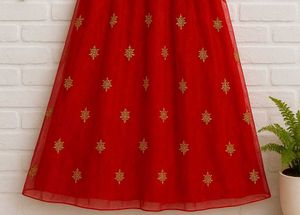 Red &amp; Gold Embroidered Dress