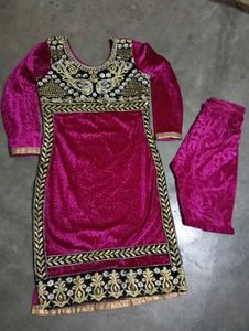 Velvet Patch Work Kurta With Pajami