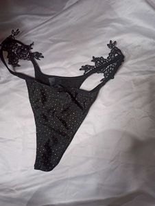 Designer Lace Rhinestone Brief Panty