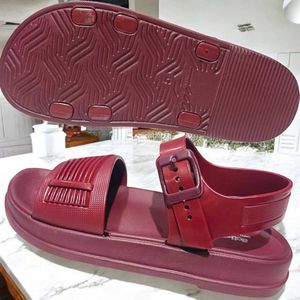 Burgundy Platform Buckle Sandals