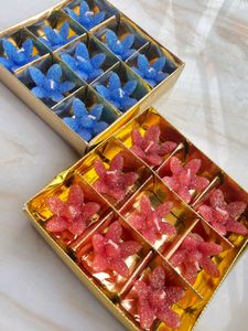 Flower Tealight Candles - Red and Blue