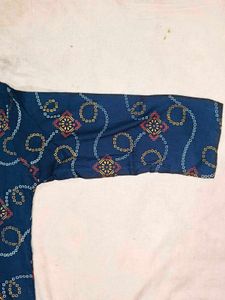 Navy Blue Embroidered Kurti