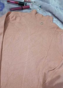 Peach Knit Turtleneck Sweater