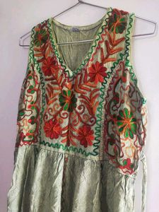 Green Boho Embroidered Dress