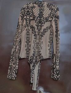 Nude Color Top Black Floral For 34 Bust