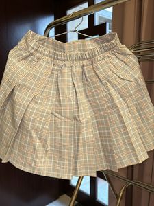 Blue Pleated Chek Skirt