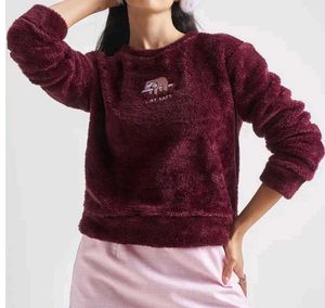 NEGOTIABLE : Burgundy Sloth Fuzzy Sweatshirt