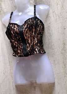 30277. Black Lace Crop Top
