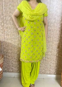 Green Embroidered Kurta Set
