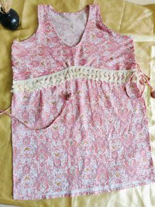 Sleeveless Floral Cotton Trendy Short Kurthi