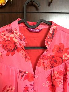 Pink Floral Print Top