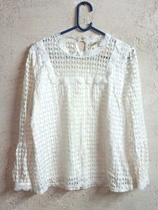 Stylish Ladies Lace Blouse Layered White