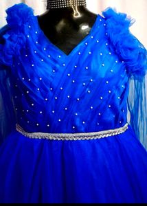 Royal Blue Tulle Dress With Heavy Flares