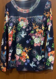 Floral Embellished Long Sleeve Top