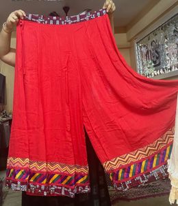 Red Ethnic Wide Legged  Navratri Palazzo