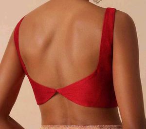 Padded 1 Hook Back Open Raw Silk Blouse