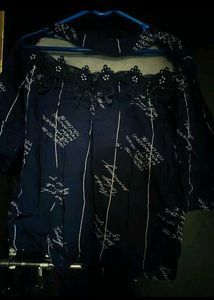Navy Blue Sheer Top