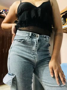 Denim Cargo Pants