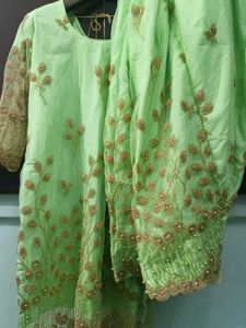 Embroidered Green Kurta Salwar Suit