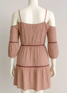 Beige Cold Shoulder Dress