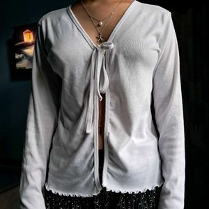 Open Front Top /Tie-Front Long Sleeve To/Shrug