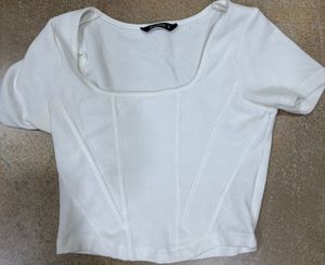 White Fitted Crop Top