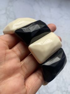 Dominoes Pieces Themed Black And White Hand Bracel