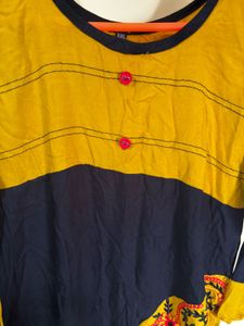 Pretty mustard and black colour kurta - 2XL