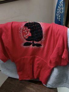 Red Apple Embellished Top