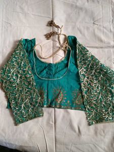 Embroidered Teal Blouse