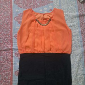 Chic Orange &amp; Black Bodycon Dress
